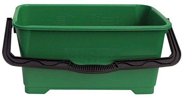 Unger - 6 Gal, Plastic Rectangular Green Bucket/Pail - Handle Included - USA Tool & Supply