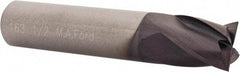 M.A. Ford - 1/2", 5/8" LOC, 1/2" Shank Diam, 2-1/2" OAL, 4 Flute, Solid Carbide Square End Mill - Single End, TiAlN Finish, Spiral Flute, 30° Helix, Centercutting, Right Hand Cut, Right Hand Flute, Series 163 - USA Tool & Supply