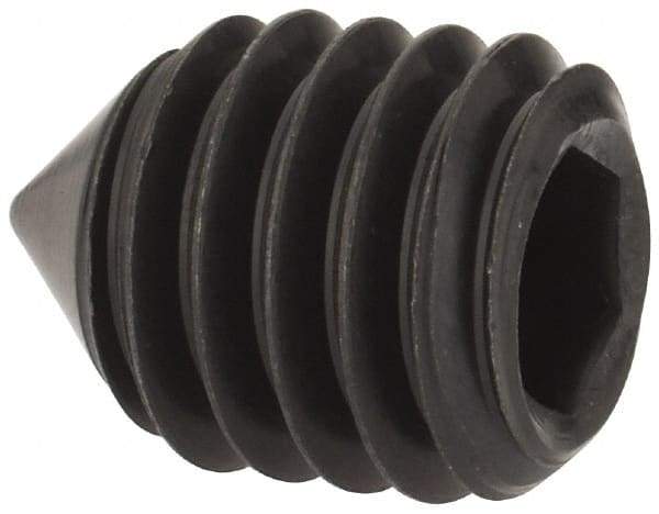 Value Collection - 3/8-16 UNC, 1/2" OAL, Cone Point Set Screw - Grade 8 Alloy Steel, 3/16" Key - USA Tool & Supply