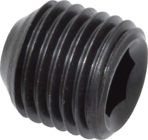 Value Collection - 3/8-24 UNF, 3/8" OAL, Flat Point Set Screw - Grade 8 Alloy Steel, 3/16" Key - USA Tool & Supply