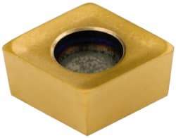 Seco - CCMX060304 E06 Grade F40M Carbide Milling Insert - TiAlN/TiN Finish, 0.138" Thick, 0.263" Inscribed Circle, 0.016" Corner Radius - USA Tool & Supply
