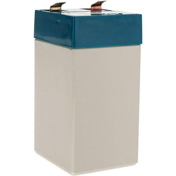 Mule - Lead-Acid, Quick-Disconnect Tab Terminal, 4 Volt, 4.5 Amp, Lead Rechargeable Battery - 6.35mm Tab Width x 0.8mm Tab Thickness, 1.89" Wide x 4-1/4" High x 1.89" Deep - USA Tool & Supply
