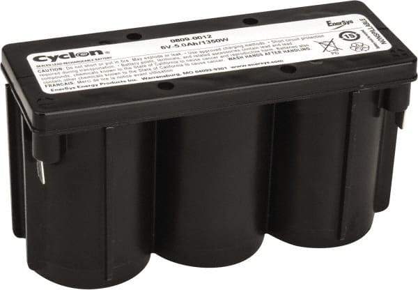 Mule - Pure Lead, Quick-Disconnect Tab Terminal, 6 Volt, 5 Amp, Lead Rechargeable Battery - 1/4" Tab Width x 0.032" Tab Thickness, 12.11" Wide x 3.05" High x 5.47" Deep - USA Tool & Supply