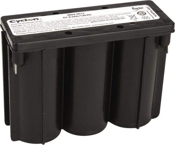 Mule - Pure Lead, Quick-Disconnect Tab Terminal, 6 Volt, 8 Amp, Lead Rechargeable Battery - 1/4" Tab Width x 0.032" Tab Thickness, 2.11" Wide x 4" High x 5.47" Deep - USA Tool & Supply