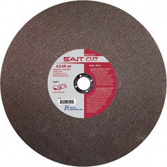 Sait - 12" 24 Grit Aluminum Oxide Cutoff Wheel - 1/8" Thick, 20mm Arbor, 6,300 Max RPM, Use with Portable Tools - USA Tool & Supply