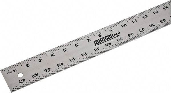 Johnson Level & Tool - 48" Long, 1/8, 1/16" Graduation, Aluminum Rule - English Graduation Style, Gray, Anodized Finish - USA Tool & Supply