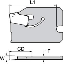 Kennametal - 3/4" Blade Height, 0.0669" Blade Width, 1" OAL, Neutral Cut, Single End Indexable Cut-Off Blade - 16mm Max Depth of Cut, A2BHSN Blade - USA Tool & Supply