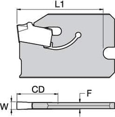 Kennametal - 3/4" Blade Height, 0.0669" Blade Width, 1" OAL, Neutral Cut, Single End Indexable Cut-Off Blade - 16mm Max Depth of Cut, A2BHSN Blade - USA Tool & Supply