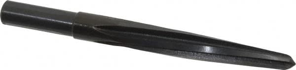 Made in USA - 9/16" Reamer Diam, 11/32" Small End Diam, 1/2" Diam Straight Shank, 4" Flute, Bridge Reamer - USA Tool & Supply