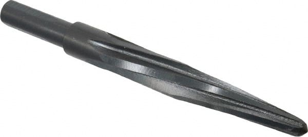 Made in USA - 21/32" Reamer Diam, 3/8" Small End Diam, 1/2" Diam Straight Shank, 4-1/2" Flute, Bridge Reamer - USA Tool & Supply