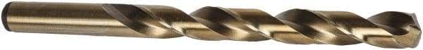 Precision Twist Drill - 19/32" 135° Cobalt Jobber Drill - Oxide/Gold Finish, Right Hand Cut, Spiral Flute, Straight Shank, 7-1/8" OAL, Split Point - USA Tool & Supply