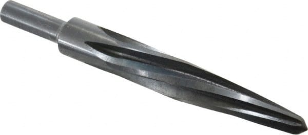 Made in USA - 13/16" Reamer Diam, 7/16" Small End Diam, 1/2" Diam Straight Shank, 4-1/2" Flute, Bridge Reamer - USA Tool & Supply