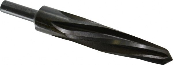 Made in USA - 1" Reamer Diam, 19/32" Small End Diam, 1/2" Diam Straight Shank, 5" Flute, Bridge Reamer - USA Tool & Supply