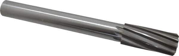 Made in USA - 1-1/2" High Speed Steel 10 Flute Chucking Reamer - Spiral Flute, 1-1/4" Straight Shank, 3-1/2" Flute Length, 12-1/2" OAL - USA Tool & Supply