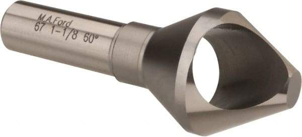 M.A. Ford - 1-1/8" Head Diam, 1/2" Shank Diam, 0 Flute 60° High Speed Steel Countersink - Bright Finish, 2-7/8" OAL, Single End, Straight Shank, Right Hand Cut - USA Tool & Supply