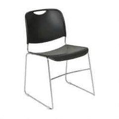 NPS - Polypropylene Black Chrome Stacking Chair - Silver Frame, 19-1/4 Inch Wide x 21-1/4 Inch Deep x 17-1/2 Inch High - USA Tool & Supply