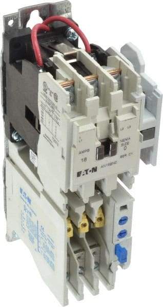Eaton Cutler-Hammer - 110 Coil VAC at 50 Hz, 120 Coil VAC at 60 Hz, 18 Amp, Nonreversible Open Enclosure NEMA Motor Starter - 1 hp at 1 Phase - USA Tool & Supply