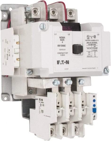 Eaton Cutler-Hammer - 110 Coil VAC at 50 Hz, 120 Coil VAC at 60 Hz, 135 Amp, NEMA Size 4, Nonreversible Open Enclosure NEMA Motor Starter - 3 Phase hp: 40 VAC - USA Tool & Supply