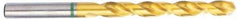 Accupro - #20 135° Cobalt Jobber Drill - TiN Finish, Right Hand Cut, Spiral Flute, Straight Shank, 75mm OAL, Split Point - USA Tool & Supply
