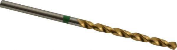 Accupro - #39 135° Cobalt Jobber Drill - TiN Finish, Right Hand Cut, Spiral Flute, Straight Shank, 57mm OAL, Split Point - USA Tool & Supply
