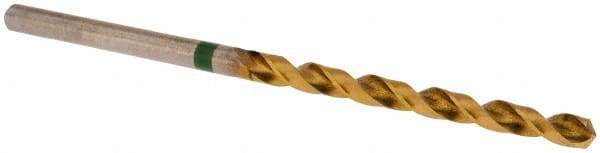 Accupro - 7/64" 135° Cobalt Jobber Drill - TiN Finish, Right Hand Cut, Spiral Flute, Straight Shank, 61mm OAL, Split Point - USA Tool & Supply