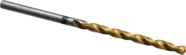 Accupro - #33 135° Cobalt Jobber Drill - TiN Finish, Right Hand Cut, Spiral Flute, Straight Shank, 61mm OAL, Split Point - USA Tool & Supply