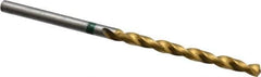 Accupro - #33 135° Cobalt Jobber Drill - TiN Finish, Right Hand Cut, Spiral Flute, Straight Shank, 61mm OAL, Split Point - USA Tool & Supply