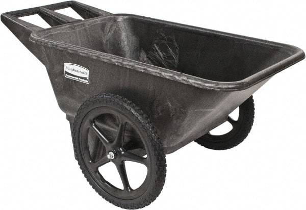 Rubbermaid - 7.5 Cu Ft, 300 Lb Capacity Wheelbarrow with 20" Radial Wheel - Plastic Handle, 58" Long x 32-3/4" Wide x 28-1/4" High, Black - USA Tool & Supply