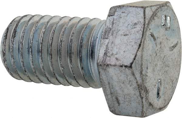 Made in USA - 1/2-13 UNC, 7/8" Length Under Head Hex Head Cap Screw - Fully Threaded, Grade 5 Steel, Zinc-Plated Finish, 3/4" Hex - USA Tool & Supply
