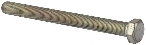 Made in North America - 1/2-20 UNF, 5-1/2" Length Under Head Hex Head Cap Screw - Fully Threaded, Grade 5 Steel, Zinc-Plated Finish, 3/4" Hex - USA Tool & Supply
