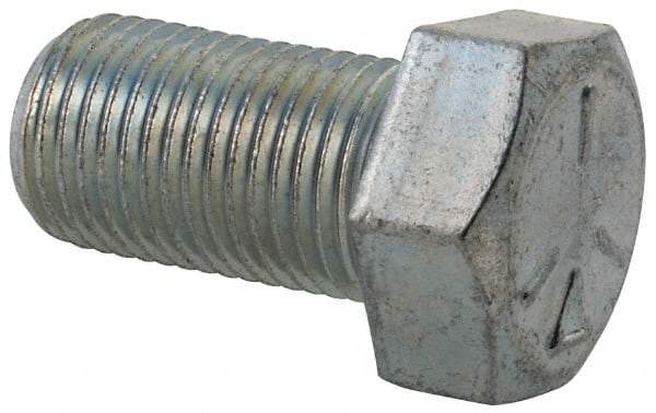 Made in USA - 9/16-18 UNF, 1" Length Under Head Hex Head Cap Screw - Fully Threaded, Grade 5 Steel, Zinc-Plated Finish, 13/16" Hex - USA Tool & Supply