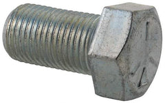 Made in USA - 9/16-18 UNF, 1" Length Under Head Hex Head Cap Screw - Fully Threaded, Grade 5 Steel, Zinc-Plated Finish, 13/16" Hex - USA Tool & Supply