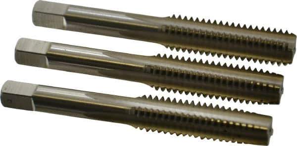 Hertel - 7/16-14 UNC, 4 Flute, Bottoming, Plug & Taper, Bright Finish, High Speed Steel Tap Set - 3-5/32" OAL, 2B/3B Class of Fit - USA Tool & Supply