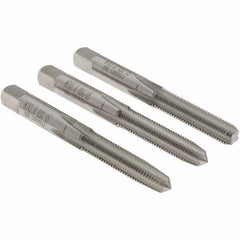 Hertel - M7x1.00, D5, 4 Flutes, Bottoming, Plug, Taper Chamfer, Bright Finish, High Speed Steel Tap Set - 6H Class of Fit - USA Tool & Supply