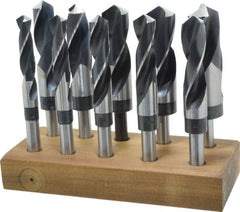 Hertel - 9/16 to 1-1/4", 118° Point, Oxide Finish, High Speed Steel Reduced Shank Drill Bit Set - USA Tool & Supply
