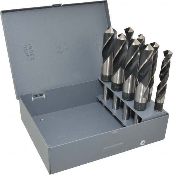 Hertel - 9/16 to 1", 118° Point, Oxide Finish, High Speed Steel Reduced Shank Drill Bit Set - USA Tool & Supply