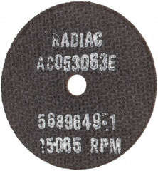Radiac Abrasives - 3" 46 Grit Ceramic Cutoff Wheel - 1/16" Thick, 3/8" Arbor, Use with Angle Grinders - USA Tool & Supply