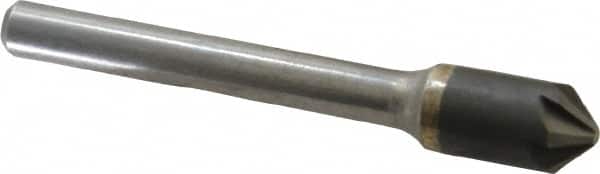 Hertel - 3/8" Head Diam, 1/4" Shank Diam, 6 Flute 90° Solid Carbide Countersink - USA Tool & Supply