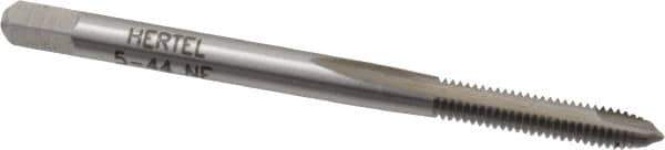 Hertel - #5-44 UNF, 2 Flute, Bright Finish, High Speed Steel Spiral Point Tap - Plug Chamfer, Right Hand Thread, 1-15/16" OAL, 2B Class of Fit - Exact Industrial Supply