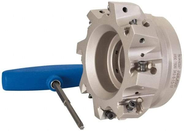 Iscar - 8 Inserts, 4" Cut Diam, 1-1/2" Arbor Diam, 0.642" Max Depth of Cut, Indexable Square-Shoulder Face Mill - 0/90° Lead Angle, 2" High, H490 AN.X 17 Insert Compatibility, Through Coolant, Series Helido - USA Tool & Supply
