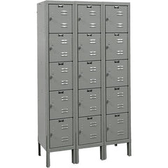 Hallowell - 15 Door, 5 Tier, Premium Box Lockers - USA Tool & Supply