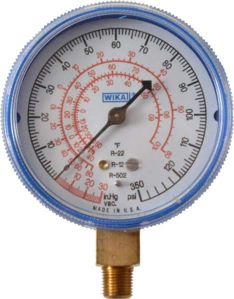 Wika - 2-1/2" Dial, 1/8 Thread, 30-0-300 Scale Range, Pressure Gauge - Lower Connection Mount, Accurate to 1-2-5% of Scale - USA Tool & Supply