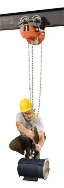 CM - 2,000 Lb. Capacity, Manual Plain Trolley - 30 Ft. Overhaul to Lift 1 Ft., 69 Lb. Avg Pull to Lift Rated Load - USA Tool & Supply