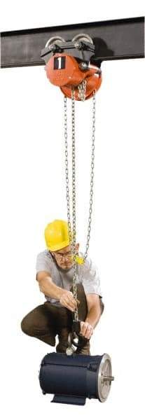 CM - 3,000 Lb. Capacity, Manual Plain Trolley - 40-1/2 Ft. Overhaul to Lift 1 Ft., 80 Lb. Avg Pull to Lift Rated Load - USA Tool & Supply