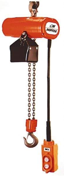 CM - 300 Lb Capacity, 16 FPM Lift Speed, Electric Chain Hoist - 20' Max Lift, 10-7/8" Min Headroom, 1 Chain - USA Tool & Supply
