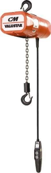 CM - 1/2 Ton Capacity, 16 FPM Lift Speed, Electric Chain Hoist - 15' Max Lift, 14-1/4" Min Headroom, 1 Chain - USA Tool & Supply