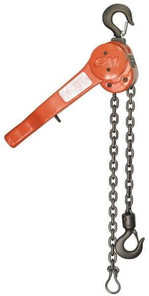 CM - 1,500 Lb Lifting Capacity, 5' Lift Height, Lever Hoist - Made from Chain, 45 Lb Avg Pull to Lift Rated Load - USA Tool & Supply