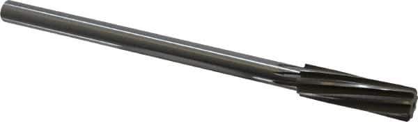 Made in USA - 19/32" High Speed Steel 8 Flute Chucking Reamer - Spiral Flute, 0.4355" Straight Shank, 2" Flute Length, 8" OAL - USA Tool & Supply