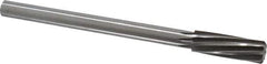 Made in USA - 23/32" High Speed Steel 8 Flute Chucking Reamer - Spiral Flute, 0.5615" Straight Shank, 2-1/4" Flute Length, 9" OAL - USA Tool & Supply