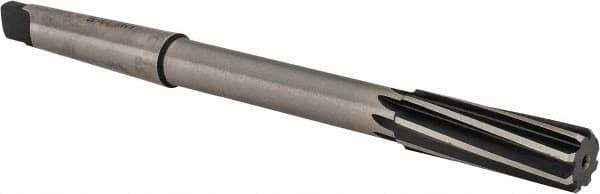 Made in USA - 23/32" High Speed Steel 8 Flute Chucking Reamer - Spiral Flute, 2MT Morse Taper Shank, 2-1/4" Flute Length, 9" OAL - USA Tool & Supply